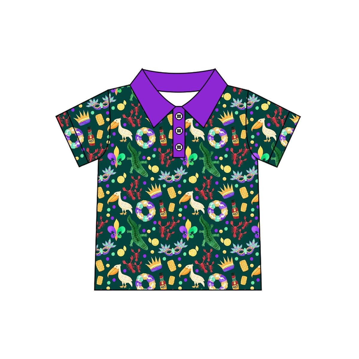 preorder BT1961 Mardi Gras Green Short Sleeve Boys Top