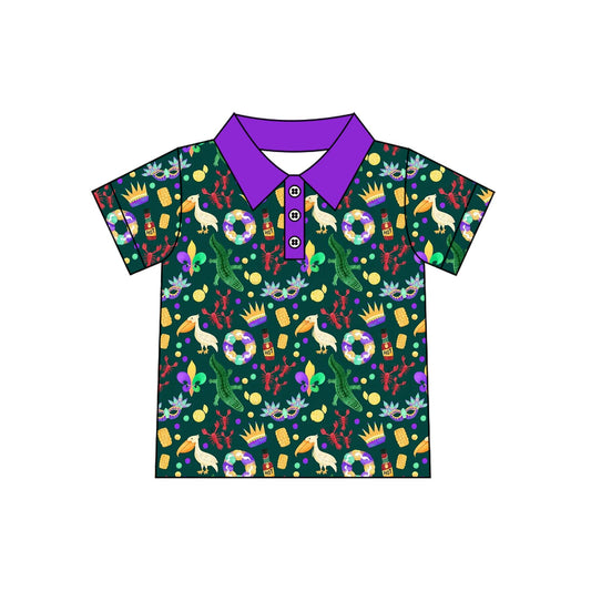 preorder BT1961 Mardi Gras Green Short Sleeve Boys Top