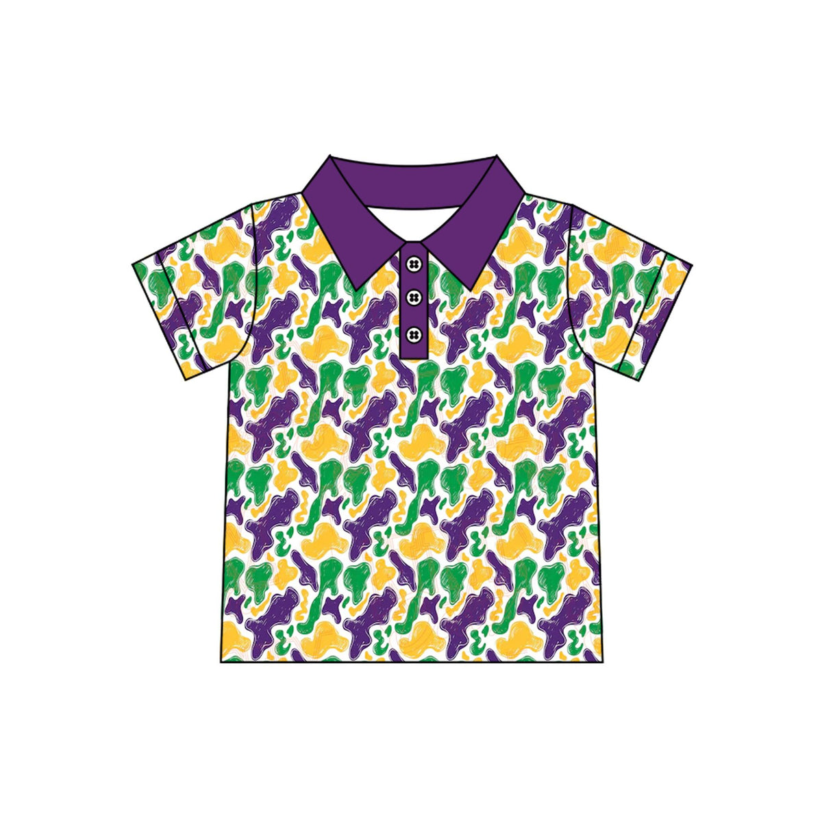 preorder BT1962 Mardi Gras Camo Short Sleeve Boys Top