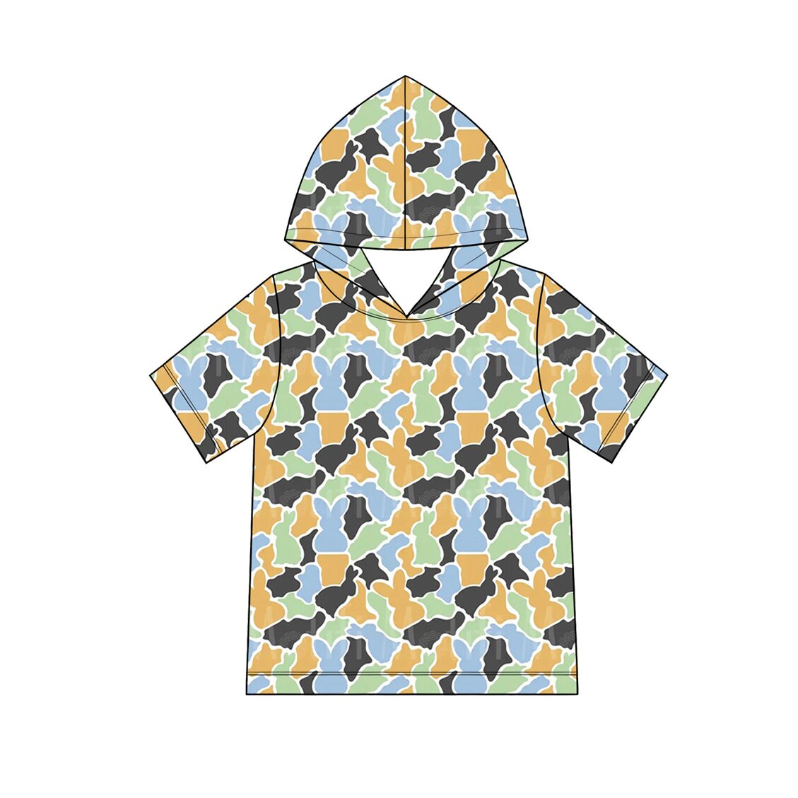 preorder BT1963 Easter Mardi Gras Bunny Rabbit Camo Hoodie Short Sleeve Boys Top