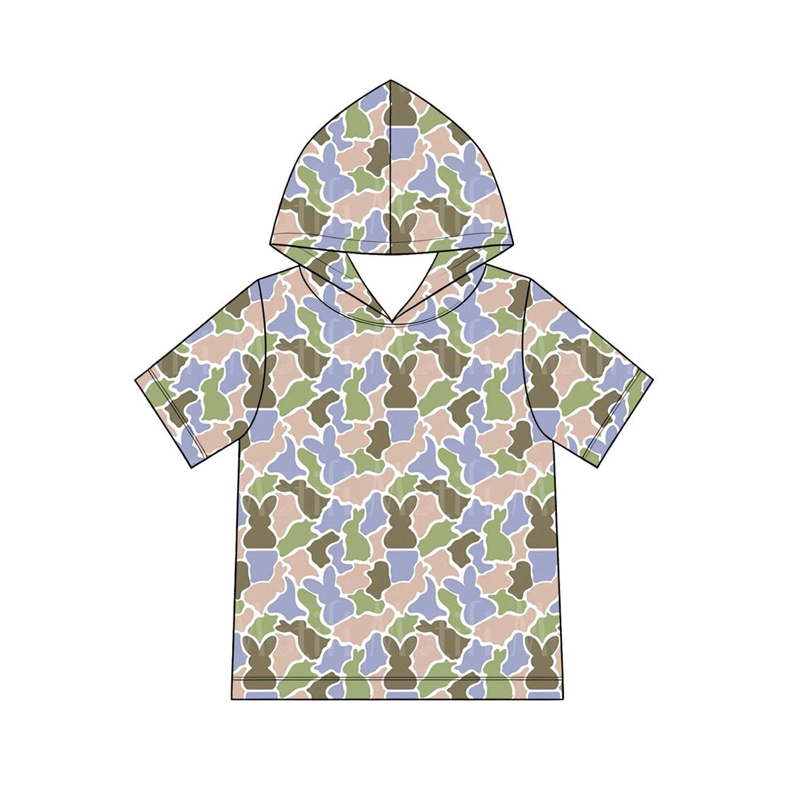 preorder BT1964 Easter Mardi Gras Bunny Rabbit Camo Hoodie Short Sleeve Boys Top