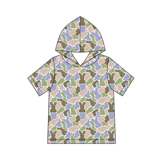 preorder BT1964 Easter Mardi Gras Bunny Rabbit Camo Hoodie Short Sleeve Boys Top