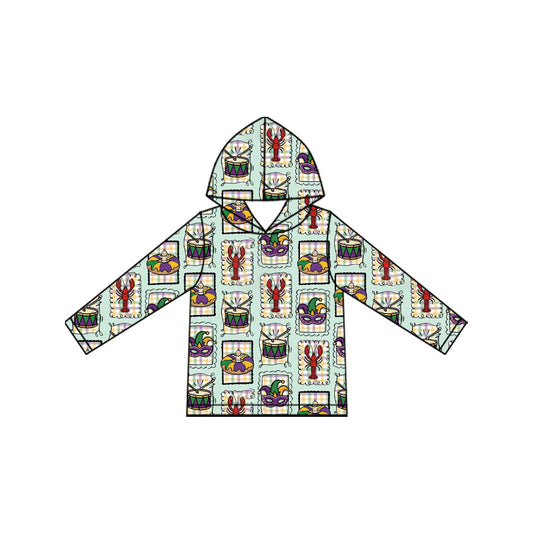 preorder BT1968 Mardi Gras Crayfish Hoodie Long Sleeve Boys Top