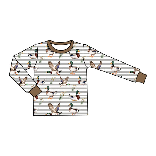 preorder BT1970 Hunting Mallard Duck Striped Long Sleeve Boys Top