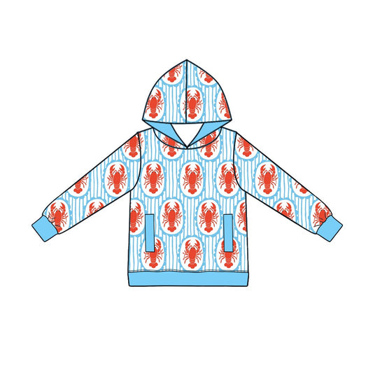 preorder BT1974 Crayfish Blue Striped Hoodie Long Sleeve Boys Top