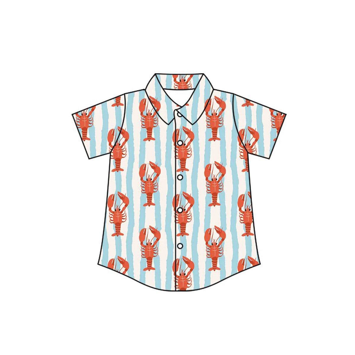 preorder BT1976 Crayfish Blue Striped Short Sleeve Boys Top