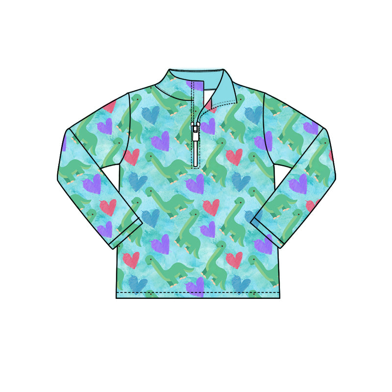 preorder BT1983 Valentine's Day Dinosaur Heart Long Sleeve Boys Top