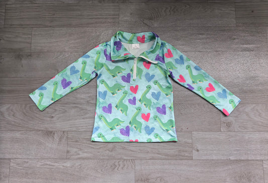 preorder Samples BT1983 Valentine's Day Dinosaur Heart Long Sleeve Boys Top