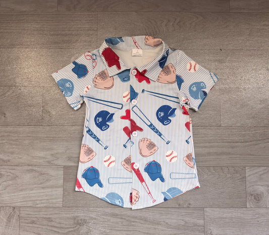 preorder Samples BT2000 Play Baseball Blue Short Sleeve Boys Top