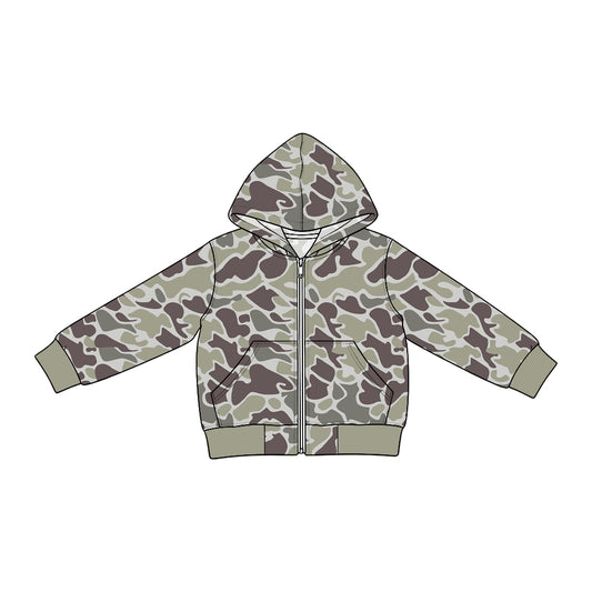 preorder BT2009 Camo Pocket Zipper Long Sleeve Boys Denim Coat