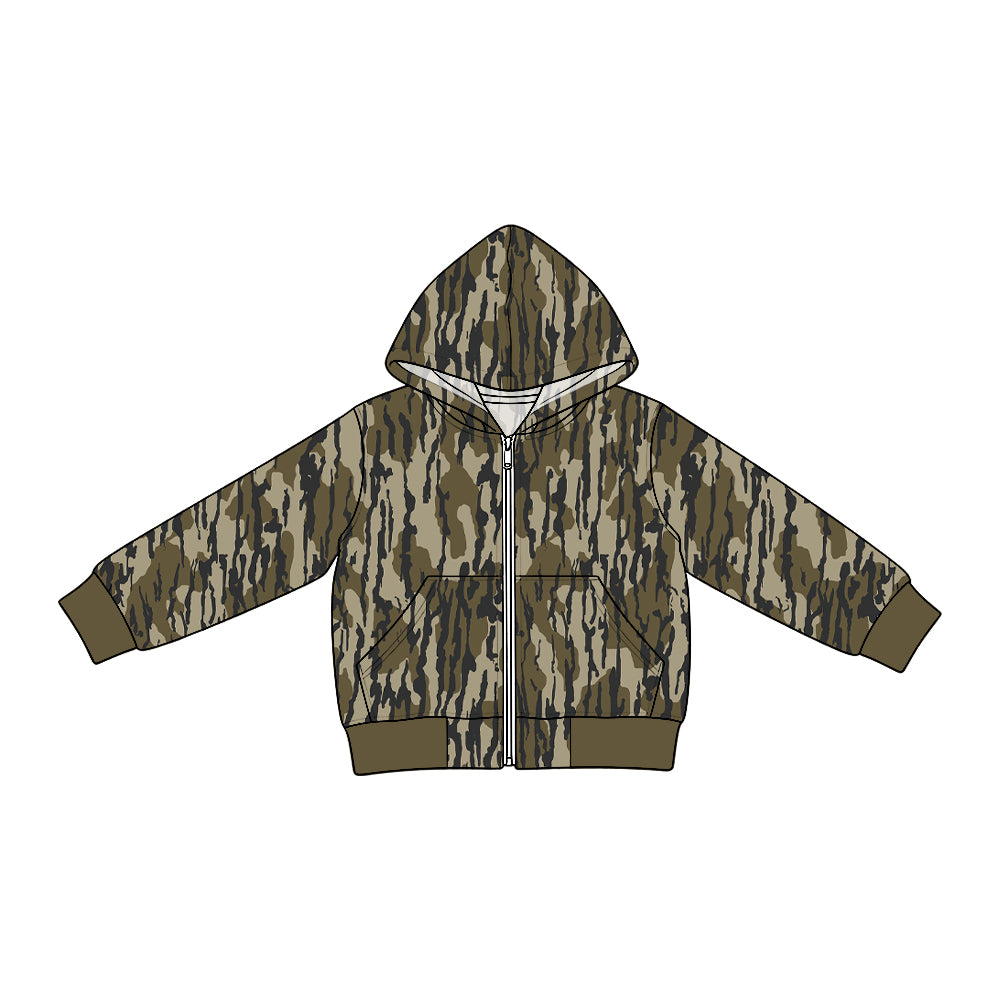 preorder BT2010 Camo Pocket Zipper Long Sleeve Boys Denim Coat