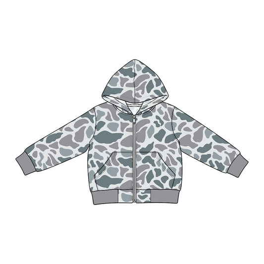 preorder BT2011 Camo Pocket Zipper Long Sleeve Boys Denim Coat