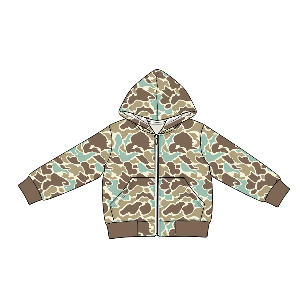 preorder BT2012 Camo Pocket Zipper Long Sleeve Boys Denim Coat