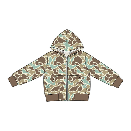 preorder BT2012 Camo Pocket Zipper Long Sleeve Boys Denim Coat