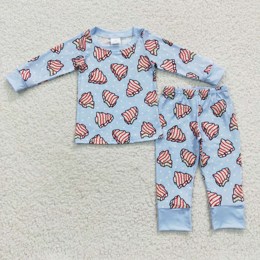 USA SHOP BLP0181 Tis The Season Christmas Tree Cake Blue Boys Pajamas