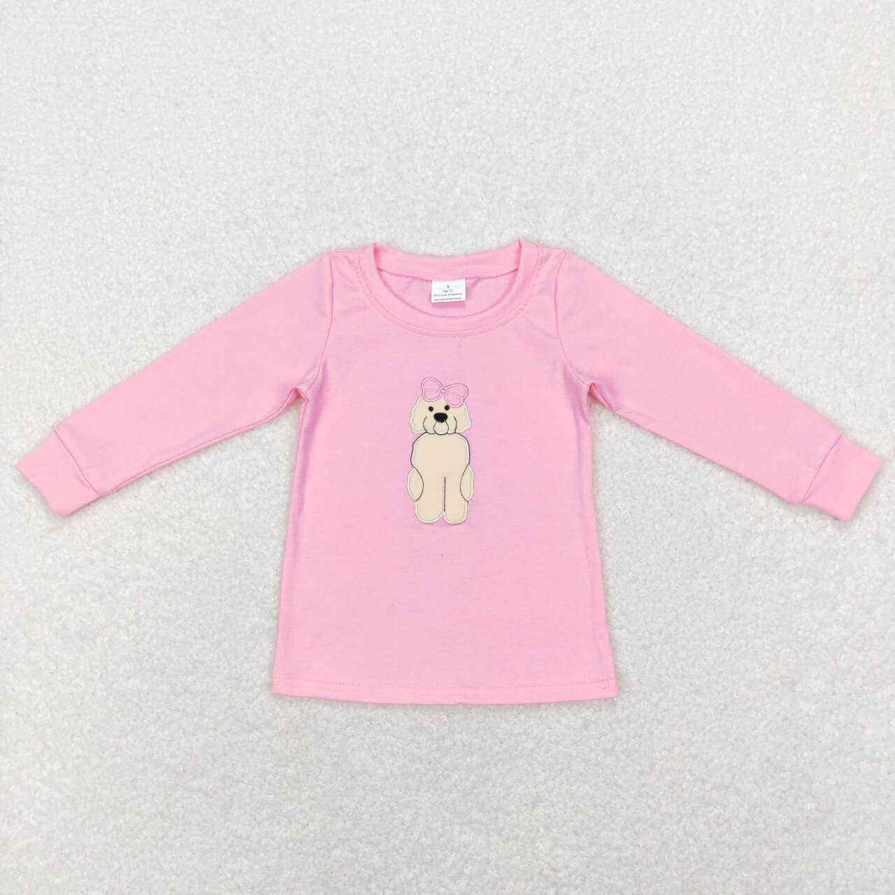 GT0408 Dog pink long sleeve girls pullover