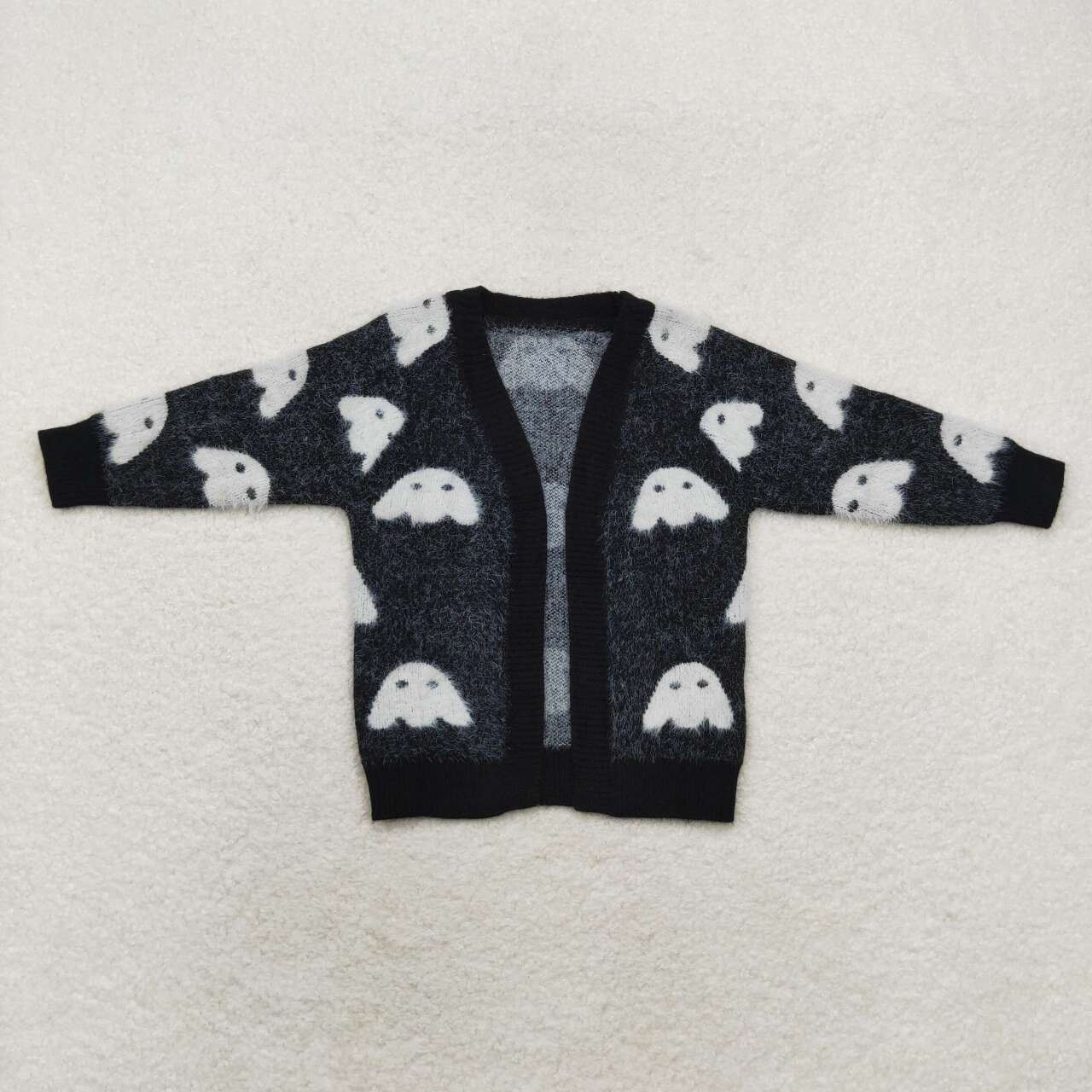 GT0649 Halloween spooky black sweater long sleeve girls coat