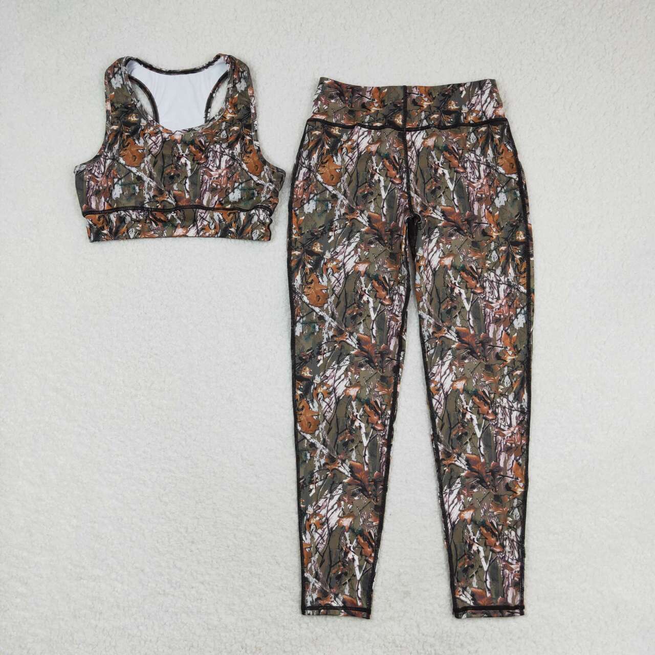 GSPO1460 camo branch sleeveless pants adult yoga outfit polyester