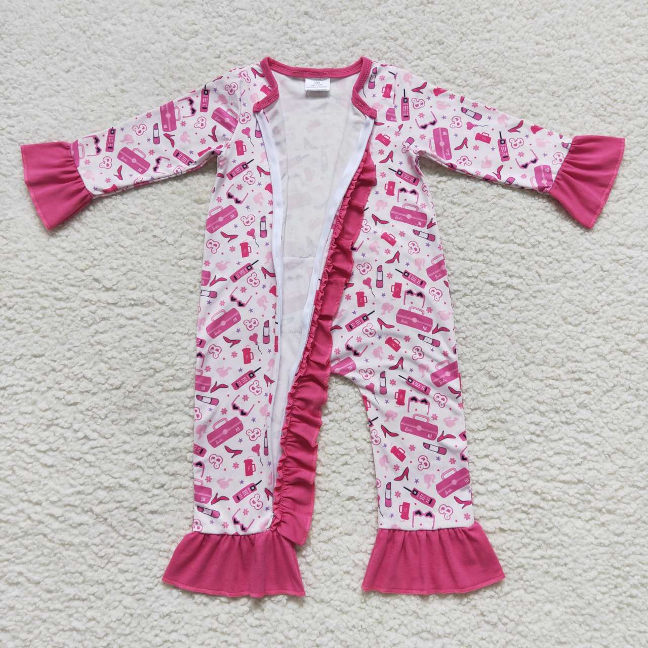 LR0600 BA hot pink long sleeve girls romper