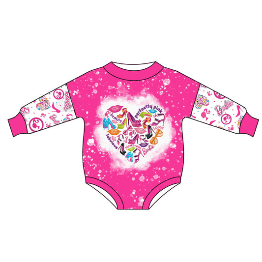 preorder LR0691 hot pink long sleeve kids romper