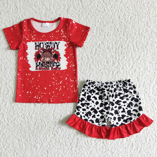 GSSO0043 Red Bleach Howdy Heifer Cow Print Set