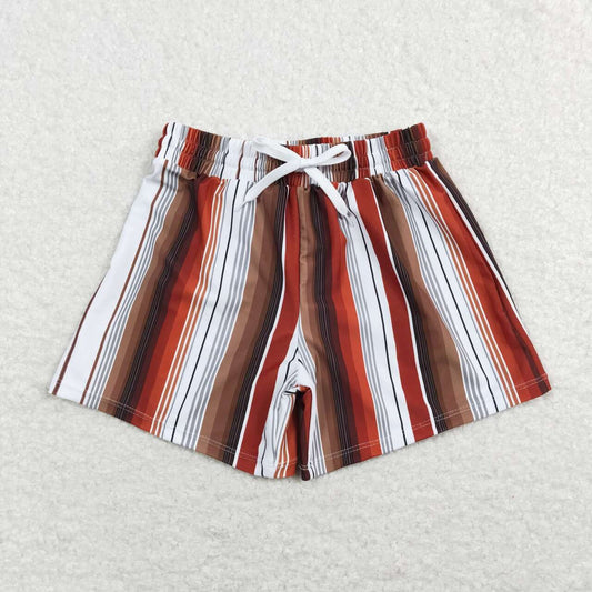 S0237 Orange red striped boys swimming trunk