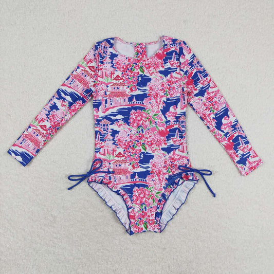 S0376  antiquated appearance pavilion long sleeve girls bathing swimsuits