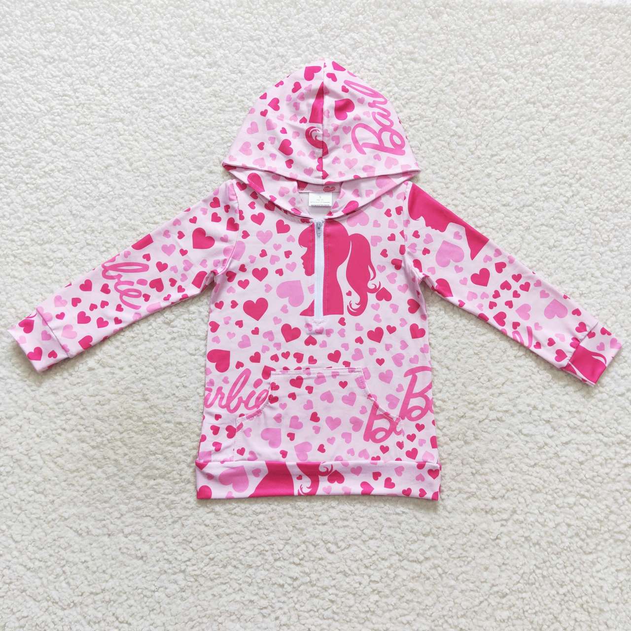GT0289 BA cartoon hot pink long sleeve hoodie girls top