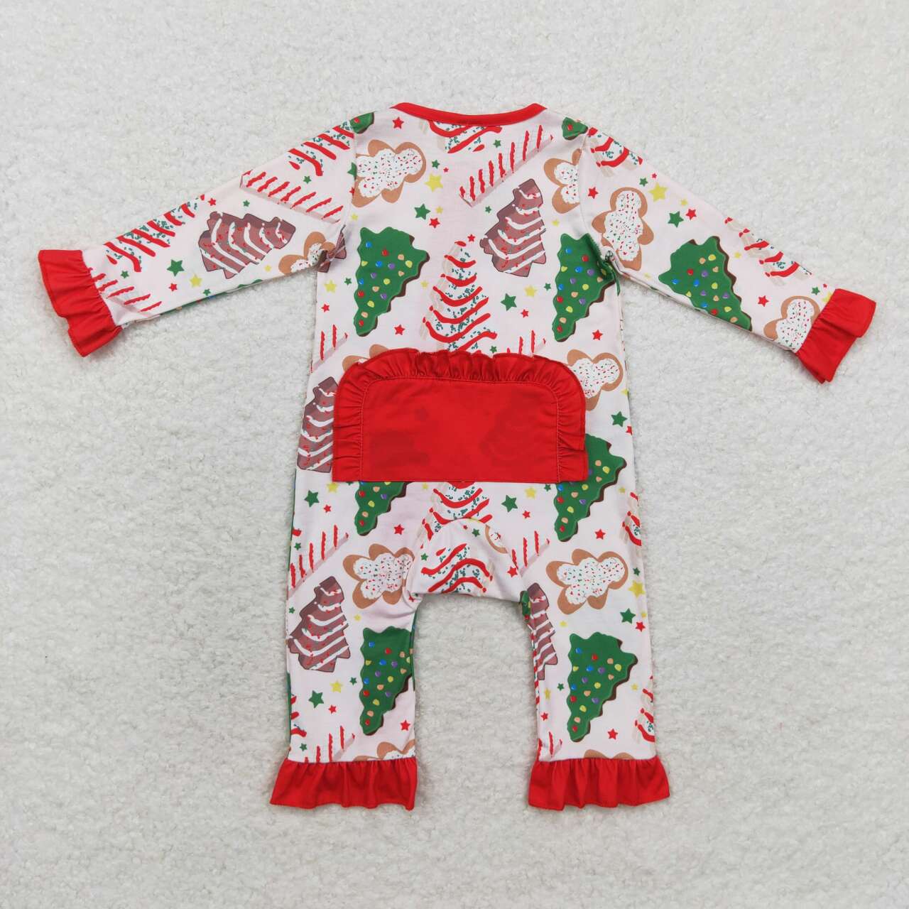 LR1149 bamboo Christmas tis the season cake red long sleeve girls romper