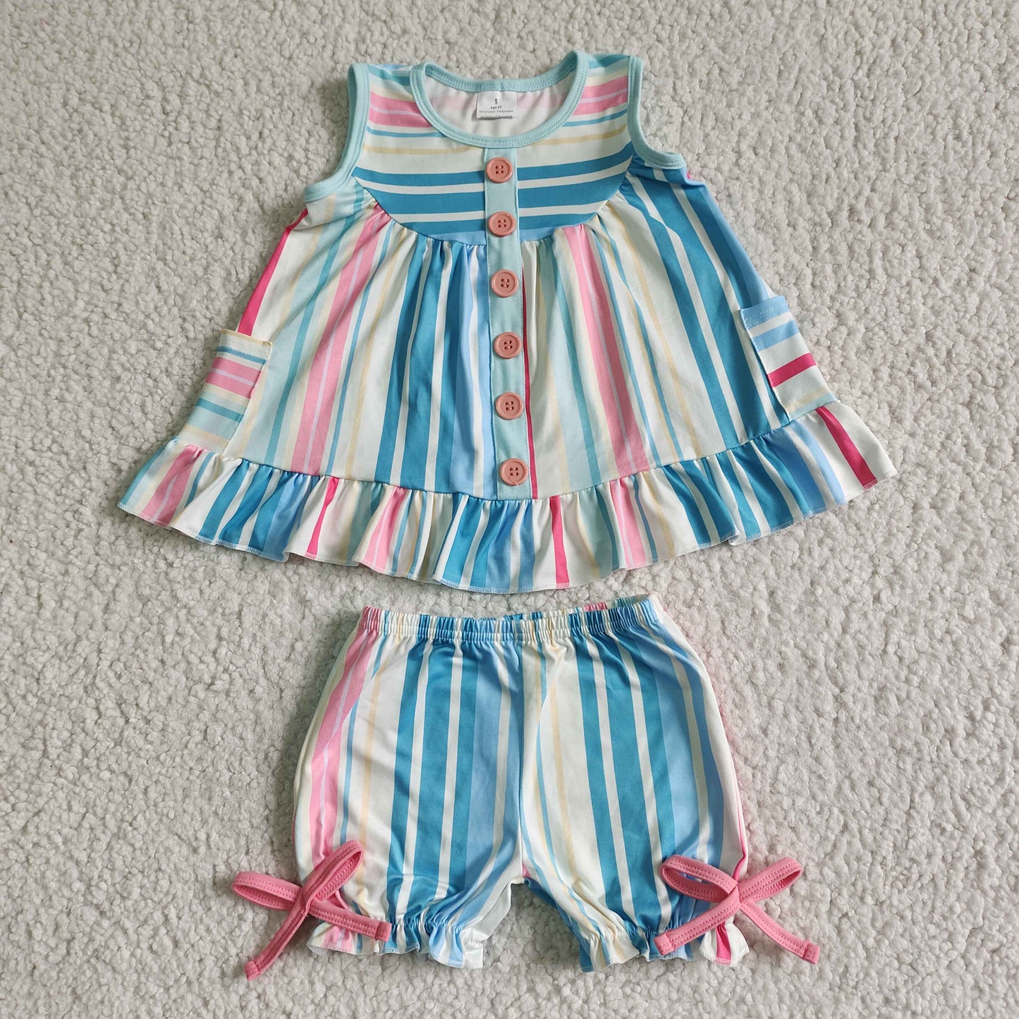 GSSO0045 Striped Print Summer Girls Set