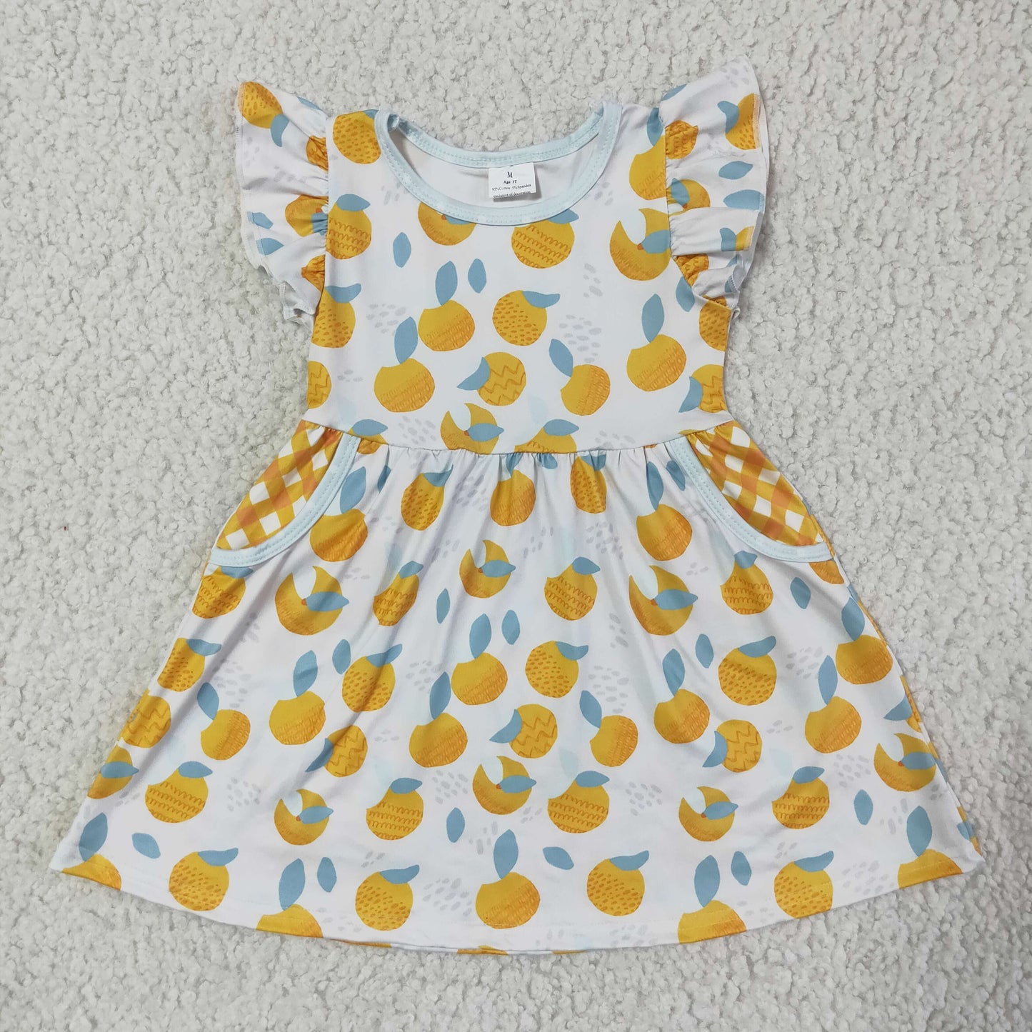 GSD0074 Lemon Print Baby Girls Dress