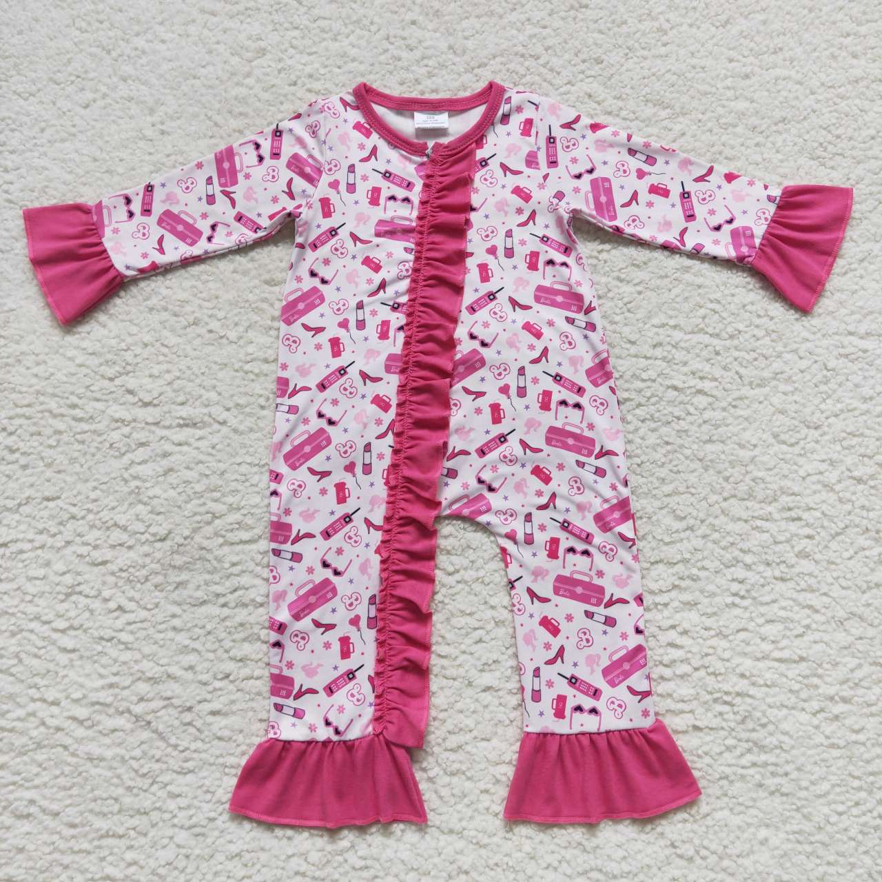 LR0600 BA hot pink long sleeve girls romper