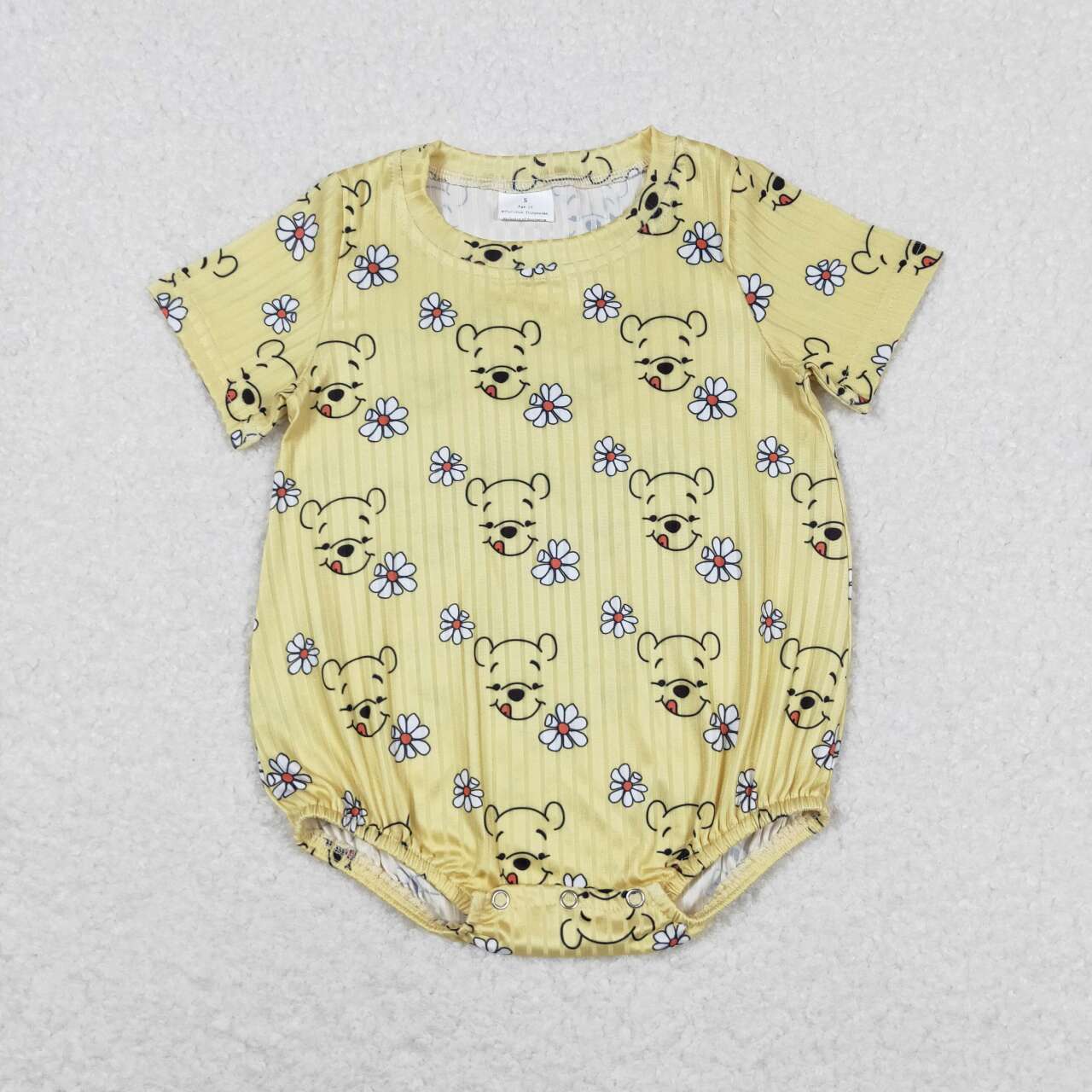 SR1432 cute bear flowers yellow short sleeve girls romper