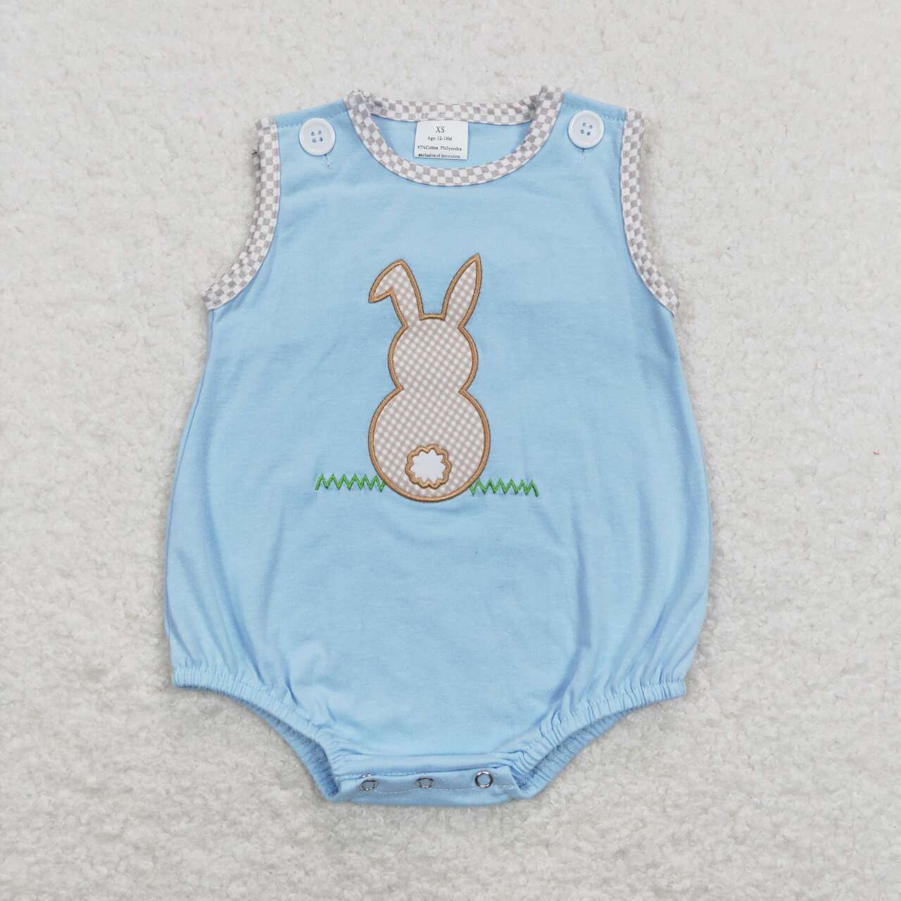 SR0541 Easter rabbit blue sleeveless boys romper