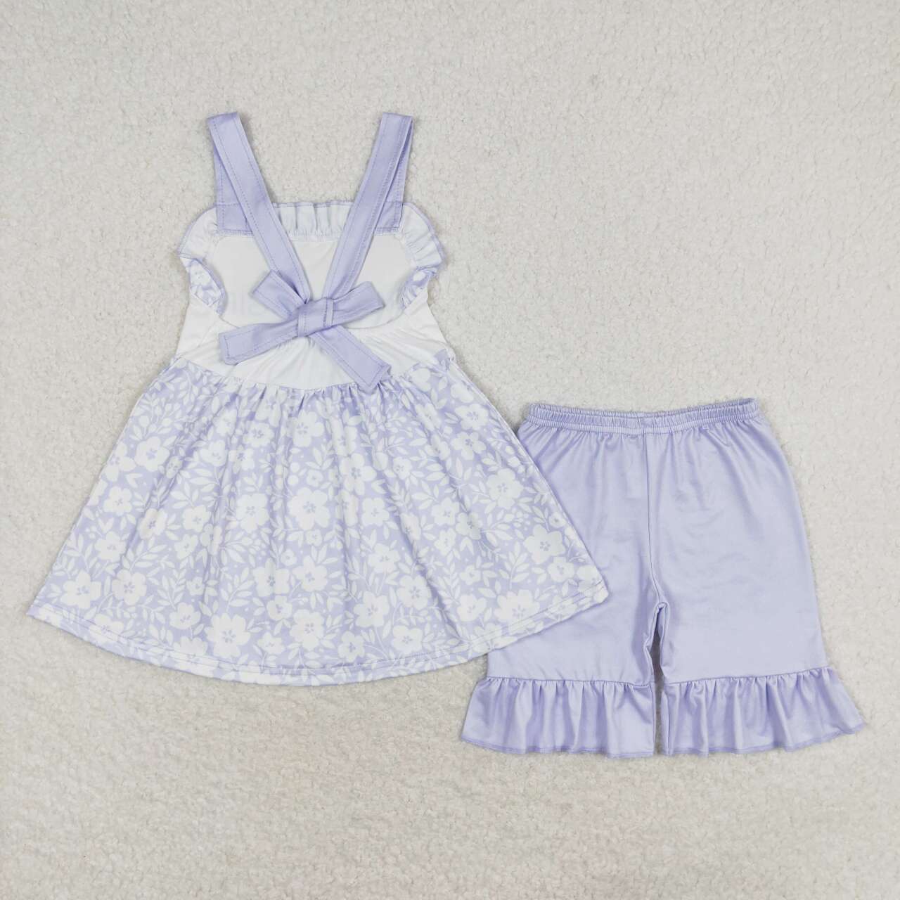GSSO1069 daddy's girl blue flowers sleeveless blue shorts girls set