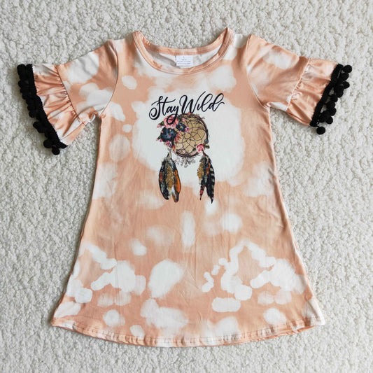 D11-20 Stay Orange Short Sleeve Girls Dress