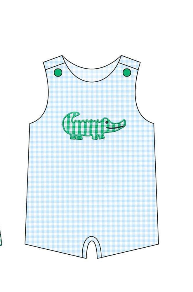 preorder crocodile blue checkered sleeveless boys romper