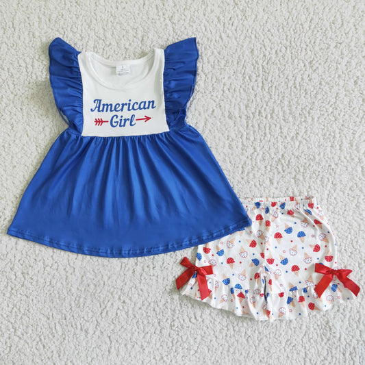 GSSO0042 4th Of July American Shorts Kids Set