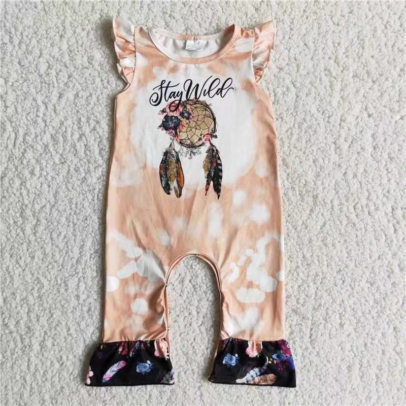 D3-17 Western stay wild flutter sleeve girls romper