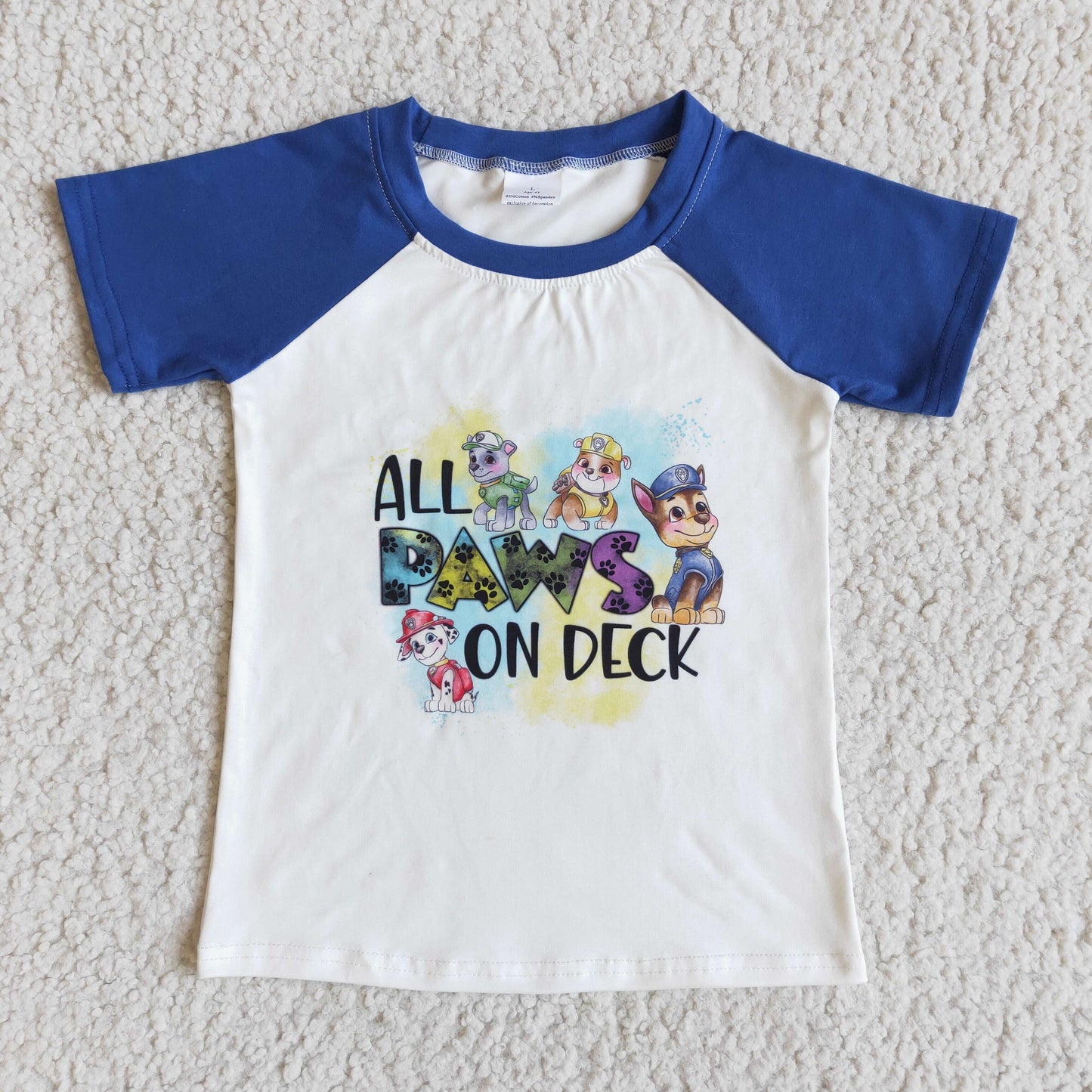 D6-2 all dogs blue short sleeve boys top