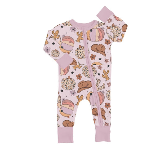 custom S 9.2 Western pumpkin purple kids romper