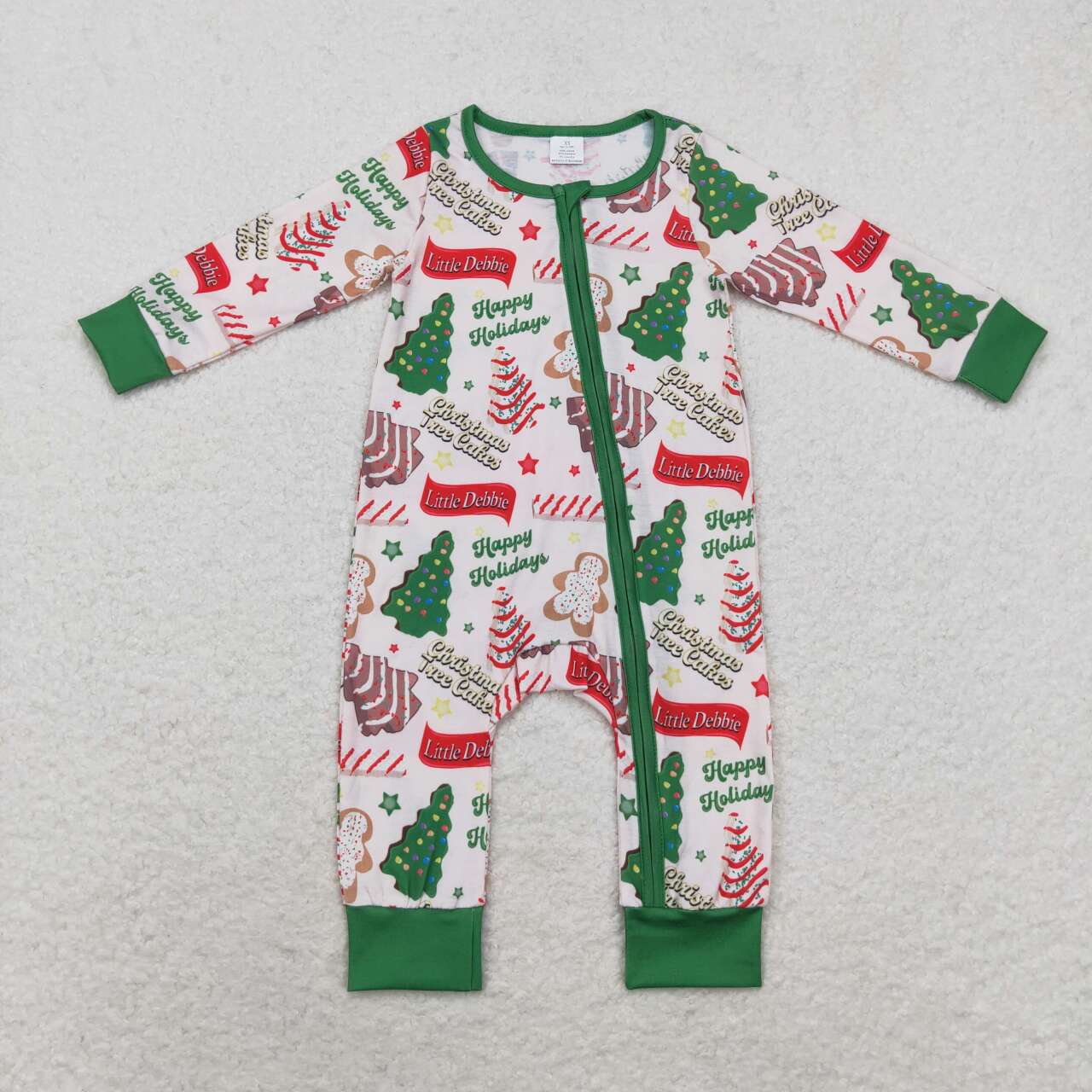 LR1057 bamboo Christmas its the season cake long sleeve boys romper