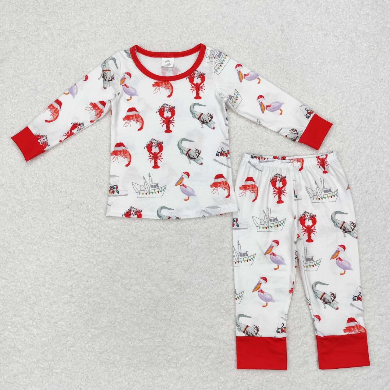 bamboo BLP0674 Christmas crayfish light boat long sleeve pants boys pajamas