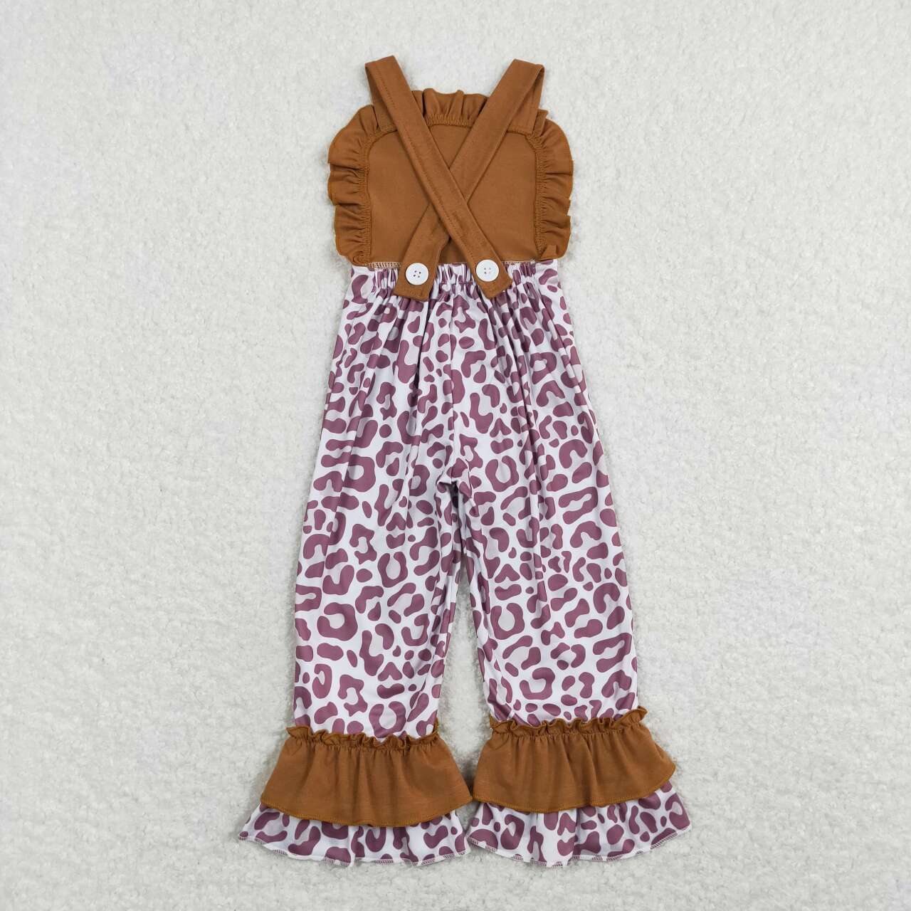 SR0965 Leopard Khaki Sleeveless Girls Jumpsuits