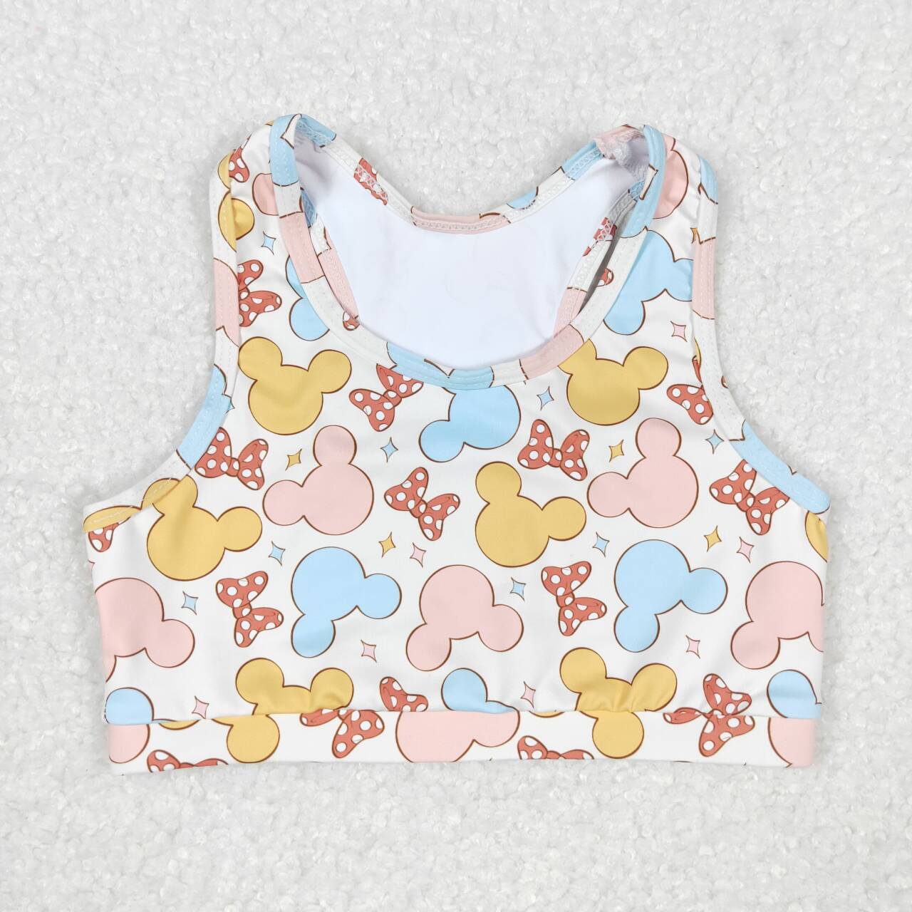 GT0515 cartoon M kid's racer crop tanks