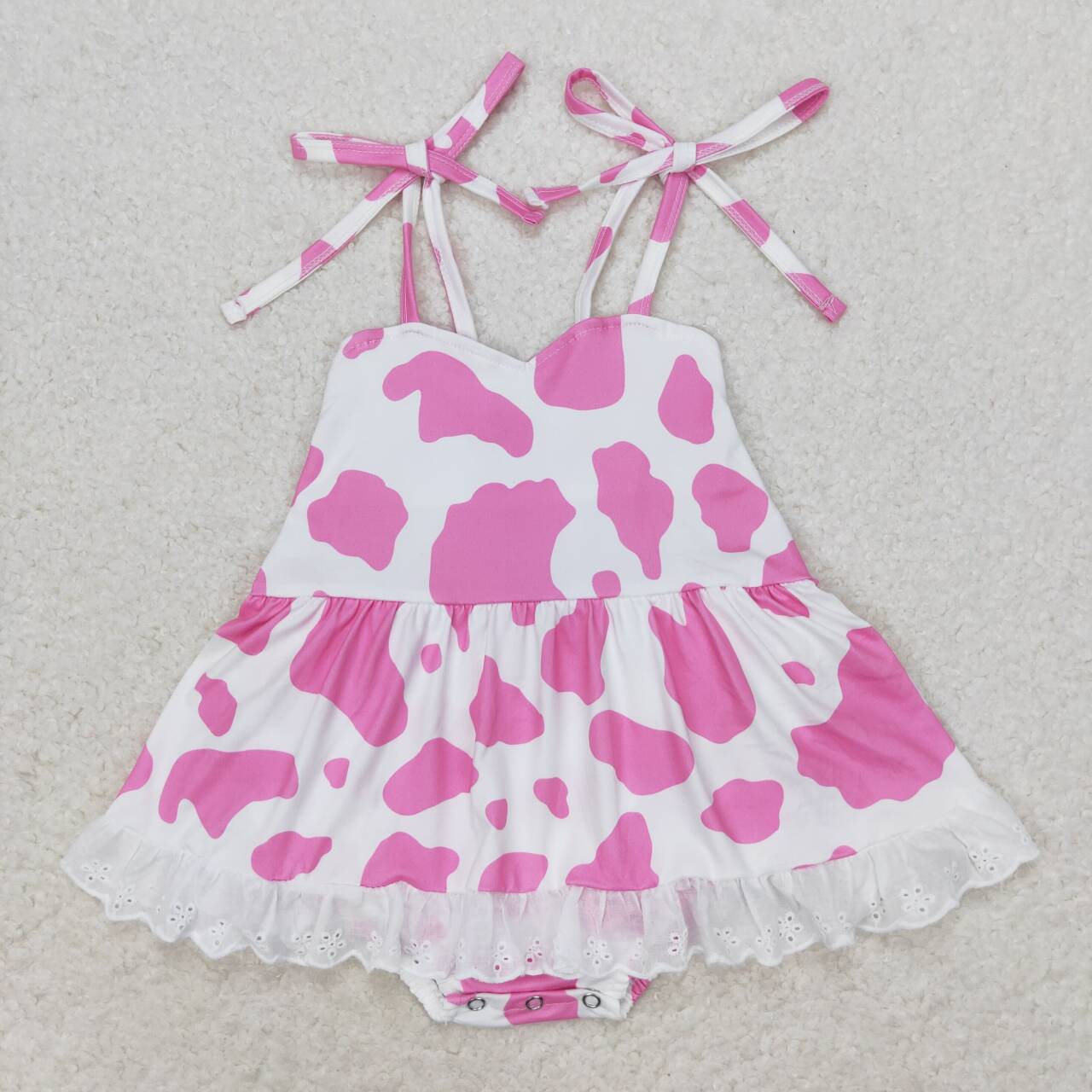SR1549 pink cow print Summer cute baby girls romper