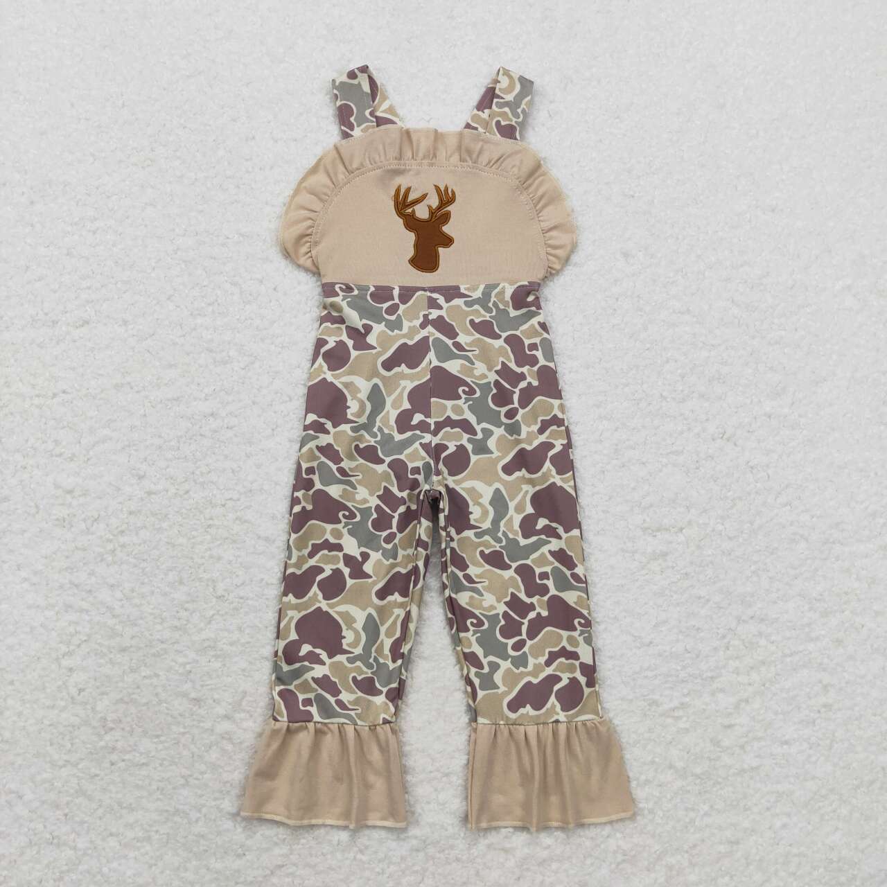 SR1914 embroidery hunting deer camo sleeveless girls jumpsuits