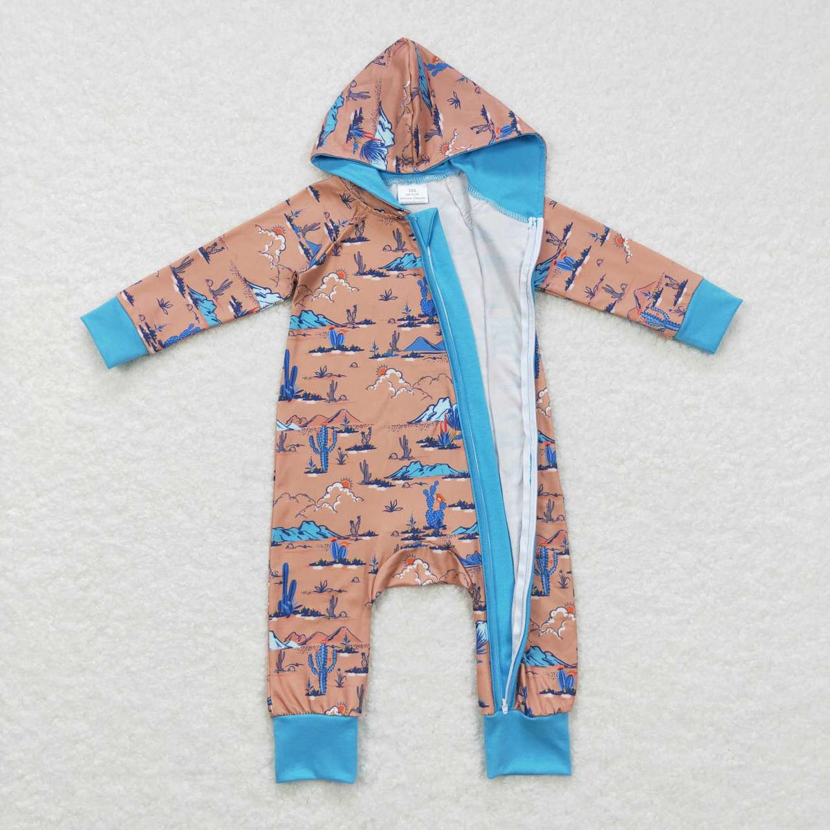 LR0702 Western cactus brown hoodie romper
