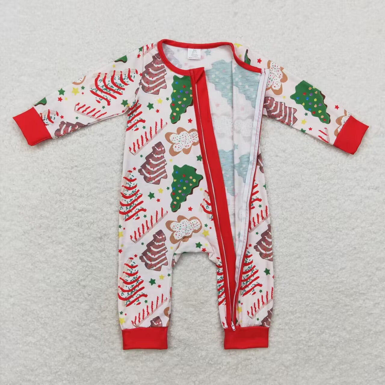 USA SHOP LR1150 bamboo Christmas its the season cake long sleeve zipper romper