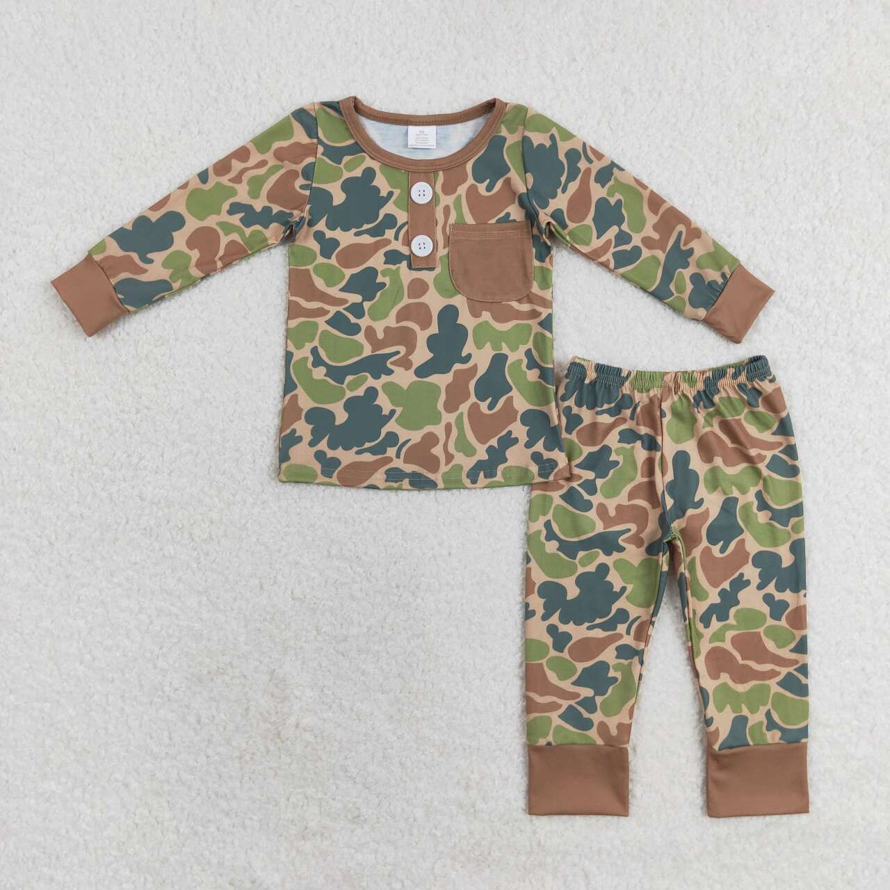 BLP0580 bamboo green camo long sleeve pants boys pajamas